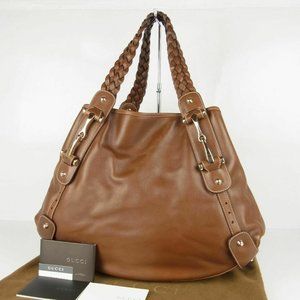 GUCCI PELHAM BROWN LEATHER TOTE MEDIUM LIKE NEW